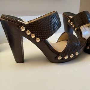 Jimmy Choo leather embossed clogs